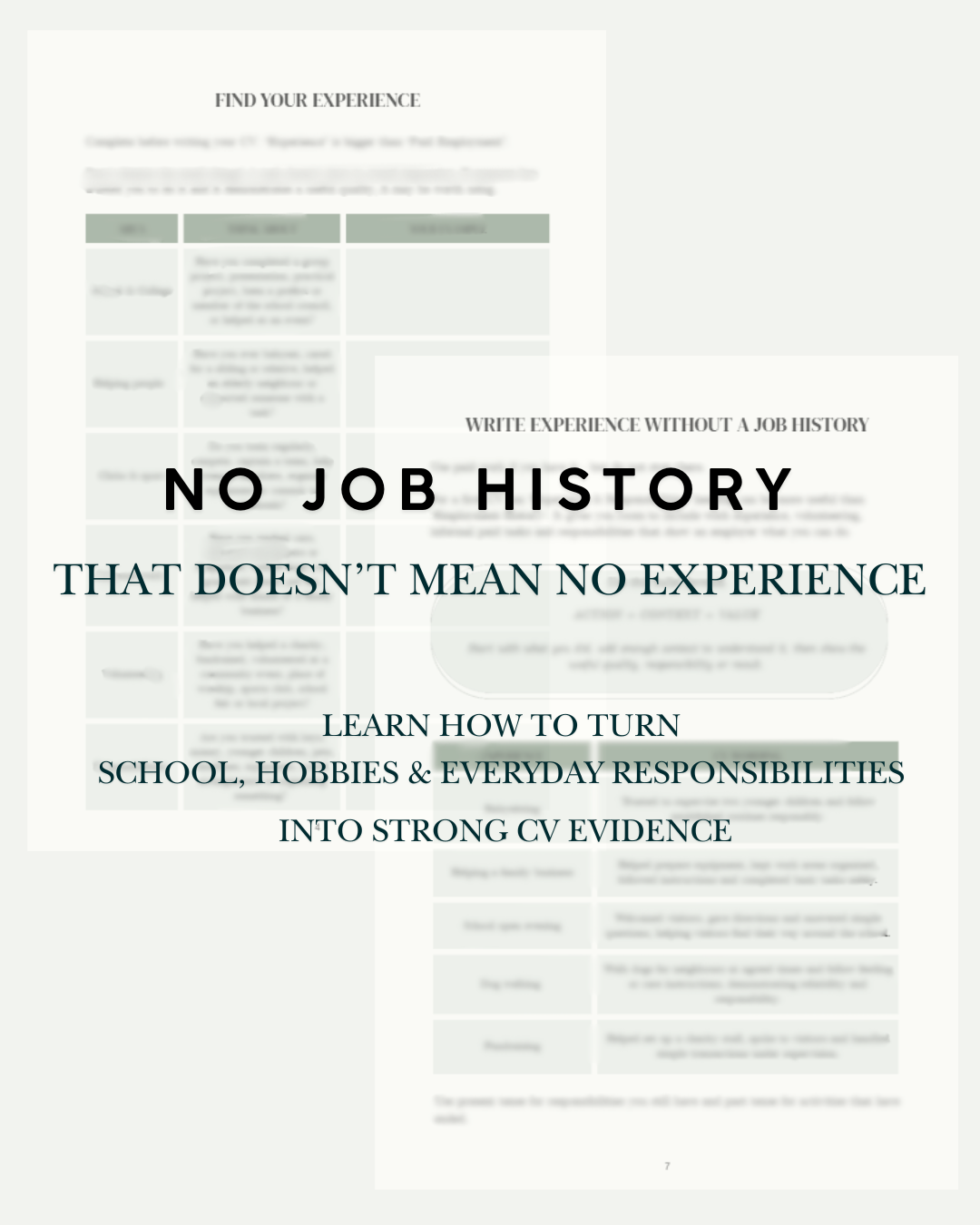No job history doesn't mean no experience — turn school, hobbies and responsibilities into CV evidence